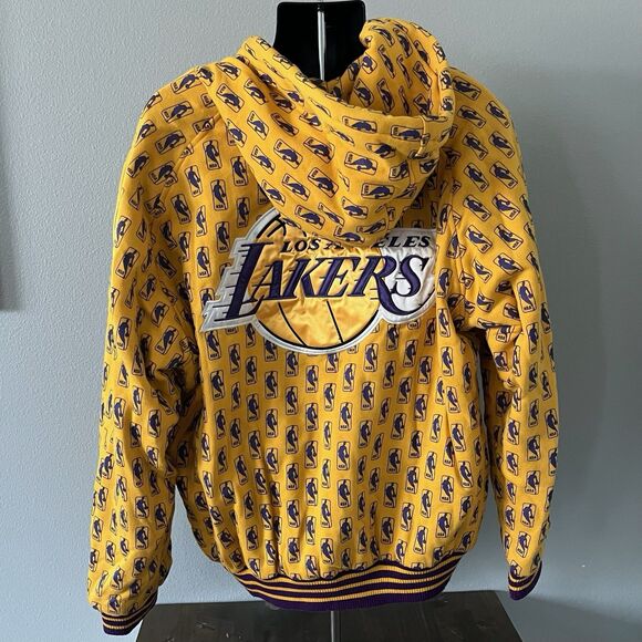 Vintage 90s Los Angeles Lakers Jacket Large Zip Up Hoodie Carl Banks G-111 NBA - Picture 6 of 9